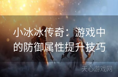 小冰冰传奇：游戏中的防御属性提升技巧